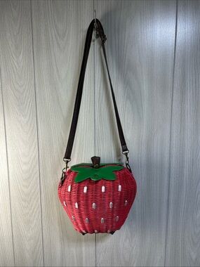 Women's Strawberry Fruit Weave Shoulder Bag Messenger Bag Beach Bag Purse Wicker